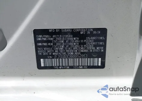 2024 Subaru Crosstrek Premium from USA, damaged, VIN JF2GUADC8R8852853